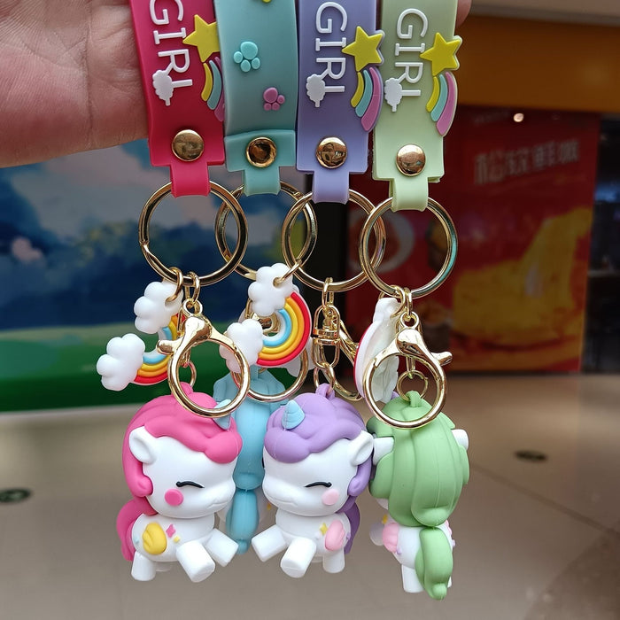 Wholesale Keychain Silicone Cute Unicorn Doll Pendant MOQ≥2 JDC-KC-YChaang009