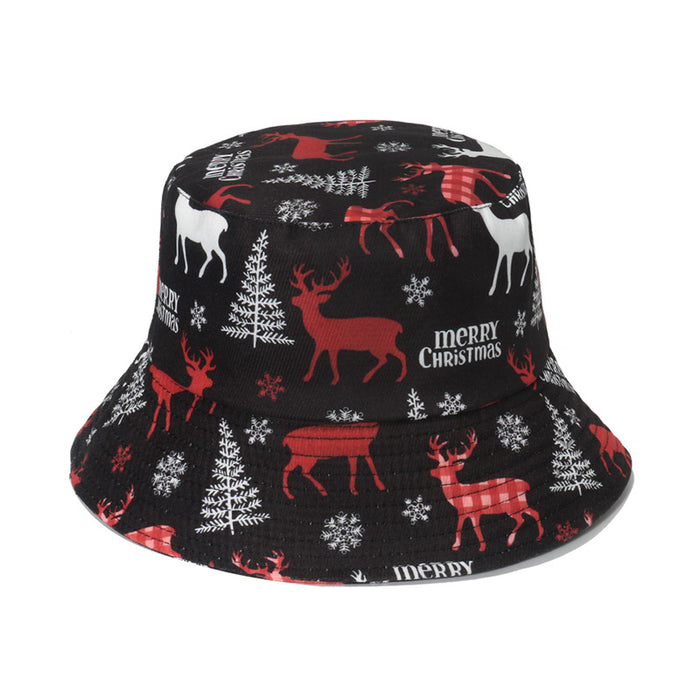 Wholesale Hat Santa Claus Fawn Snowman Print Pot Hat MOQ≥2 JDC-FH-YuanB004