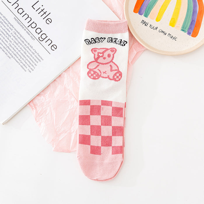 Wholesale Socks Cotton Pink Cute Bear Socks JDC-SK-JTing006