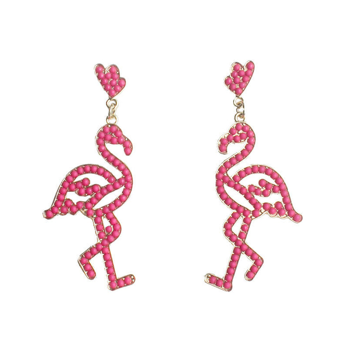 Wholesale Earrings Alloy Pineapple Flamingo Cactus Rice Beads MOQ≥6pairs JDC-ES-SuoC001