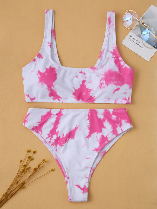 Jewelry WholesaleWholesale vest bikini tie-dye print high-rise split swimsuit JDC-SW-Piaoxu010 Swimwear 飘旭 %variant_option1% %variant_option2% %variant_option3%  Factory Price JoyasDeChina Joyas De China