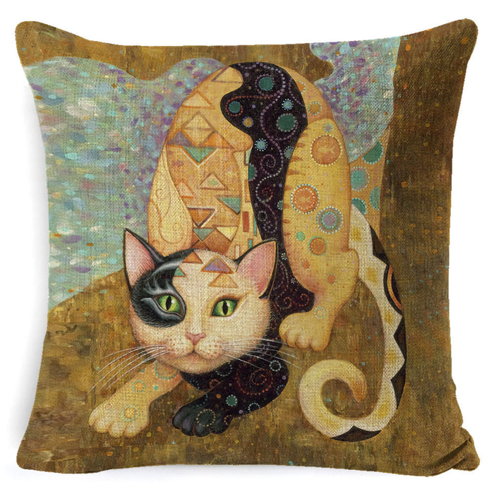 Jewelry WholesaleWholesale art mural cat printed cotton linen Pillowcase MOQ≥2 JDC-PW-Zhilin004 Pillowcase 智霖 %variant_option1% %variant_option2% %variant_option3%  Factory Price JoyasDeChina Joyas De China