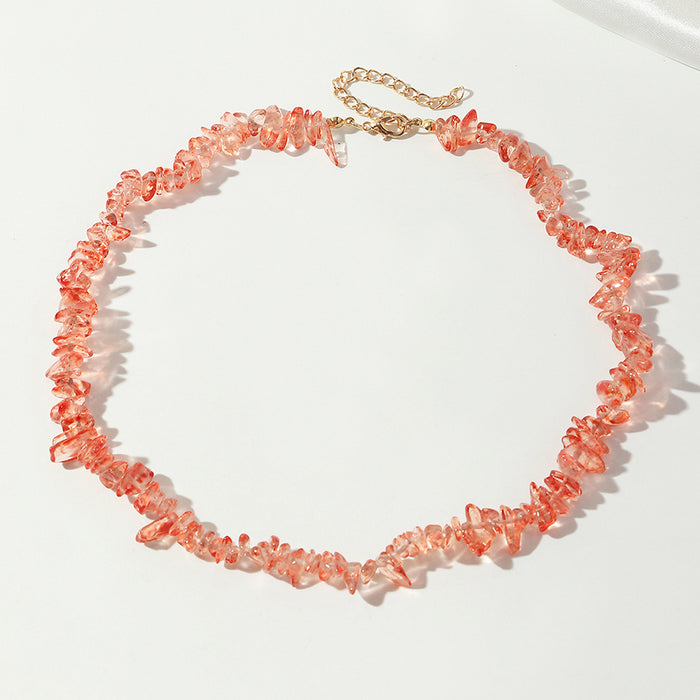 Wholesale alloy ins wind irregular colorful transparent gravel necklace JDC-NE-E325