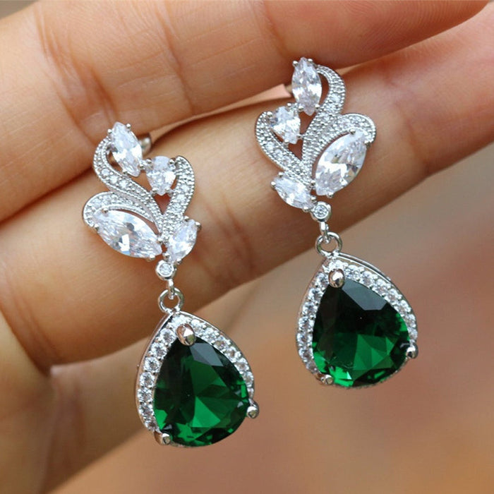 Wholesale Earrings Copper Zircon Drop Shape MOQ≥2 JDC-PREMCAOS-ES-012