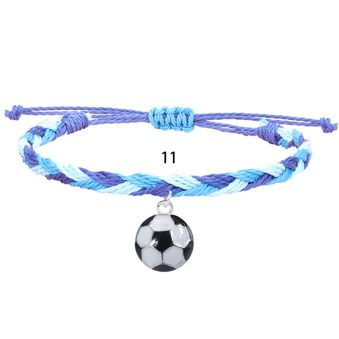 Wholesale Bracelet Alloy Wax Thread Hand Woven Football MOQ≥2 JDC-BT-YIYe037