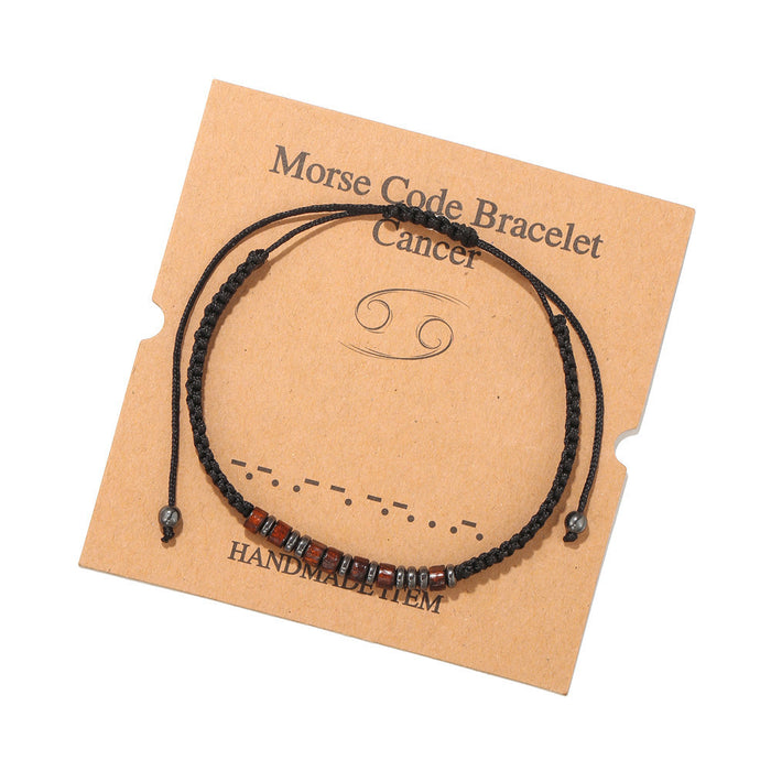 Jewelry WholesaleWholesale Black Iron Stone Wood Chip Morse Code 12 Constellation Bracelet JDC-BT-ZhuJ001 Bracelet 诛积 %variant_option1% %variant_option2% %variant_option3%  Factory Price JoyasDeChina Joyas De China