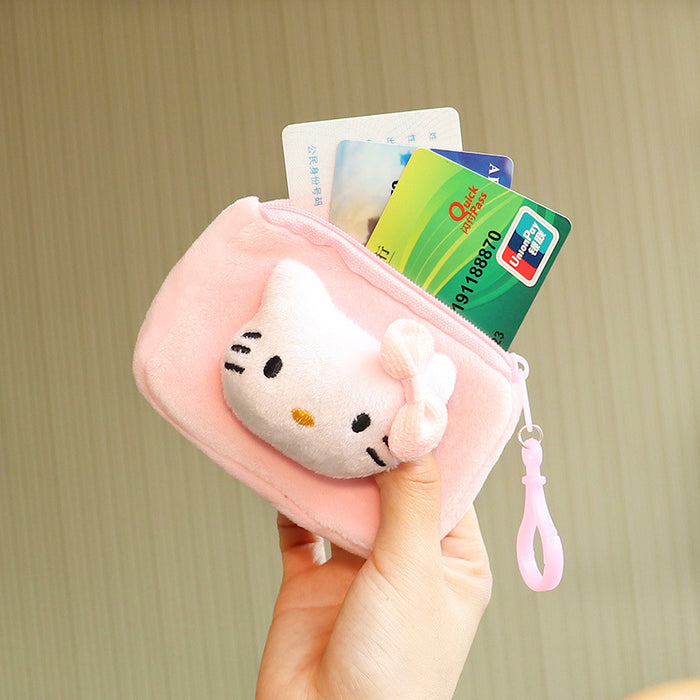 Wholesale keychain wallets Cute Solid Color Square Card Holder Kids Plush Coin Purse Key Pendant JDC-KC-Huofan009