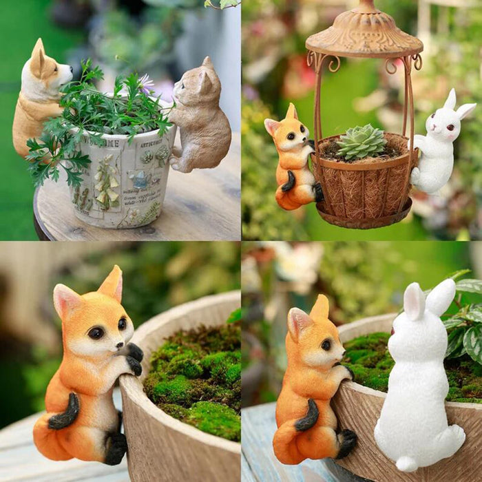 Wholesale Ornament Resin Crafts Cat Corgi Rabbit Hanging Basin Small Animals MOQ≥2 JDC-OS-HongYu003