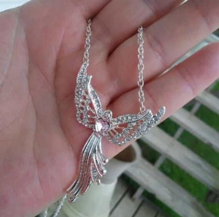 Wholesale Alloy Virgin Mary Angel Love Guardian Wings Diamond Necklace MOQ≥2 JDC-NE-XunO026