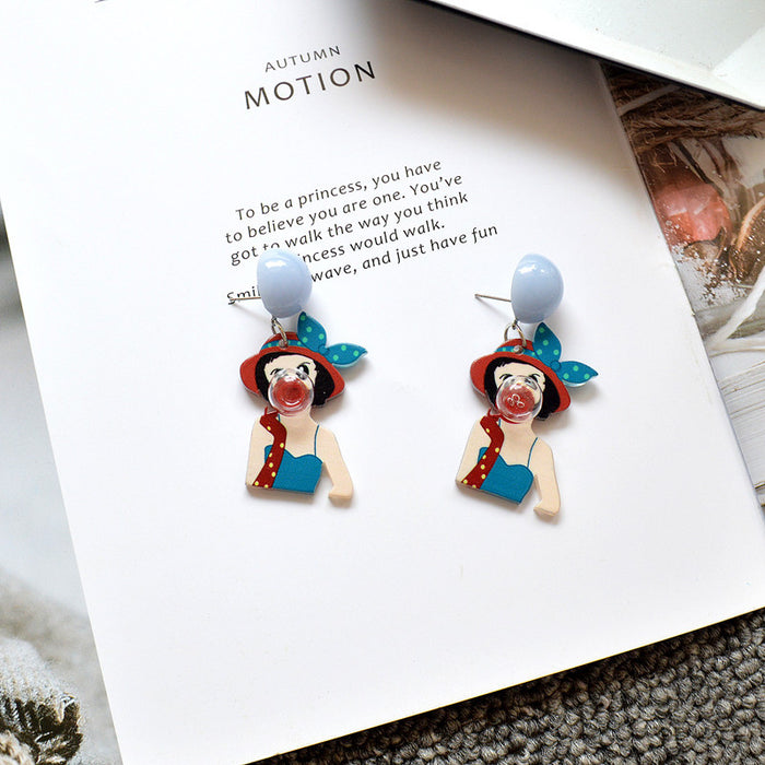 Wholesale Earrings Acrylic Cartoon Bubble Girls Earrings JDC-ES-Xienuo004