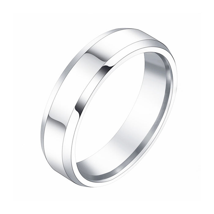 Wholesale Glossy Stainless Steel Ring Tricolor Double Beveled Edge Titanium Steel JDC-RS-XinG001