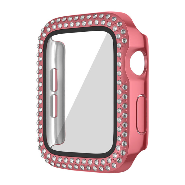 Wholesale Watch Case PC Double Row Flash Diamond Belt Film iWatch Protective Cases MOQ≥2 JDC-WD-KuYue001