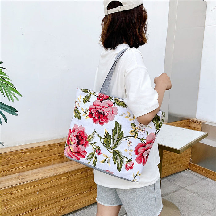 Wholesale Handbag Canvas Printed Shoulder Tote Bag MOQ≥2 JDC-HB-Weis002