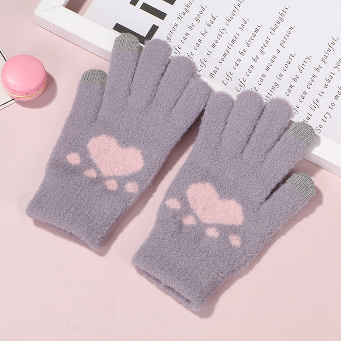 Wholesale Gloves Woolen Cute Cat Claws Warm and Cold Protection Touch Screen MOQ≥2 JDC-GS-JiaT009