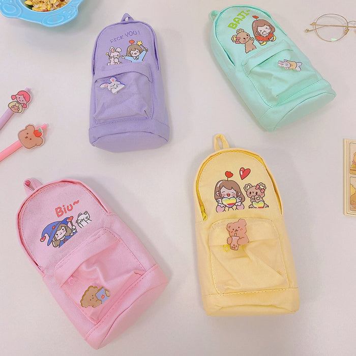 Wholesale Canvas School Bag Shape Pencil Bags MOQ≥2 JDC-PB-Yilan001