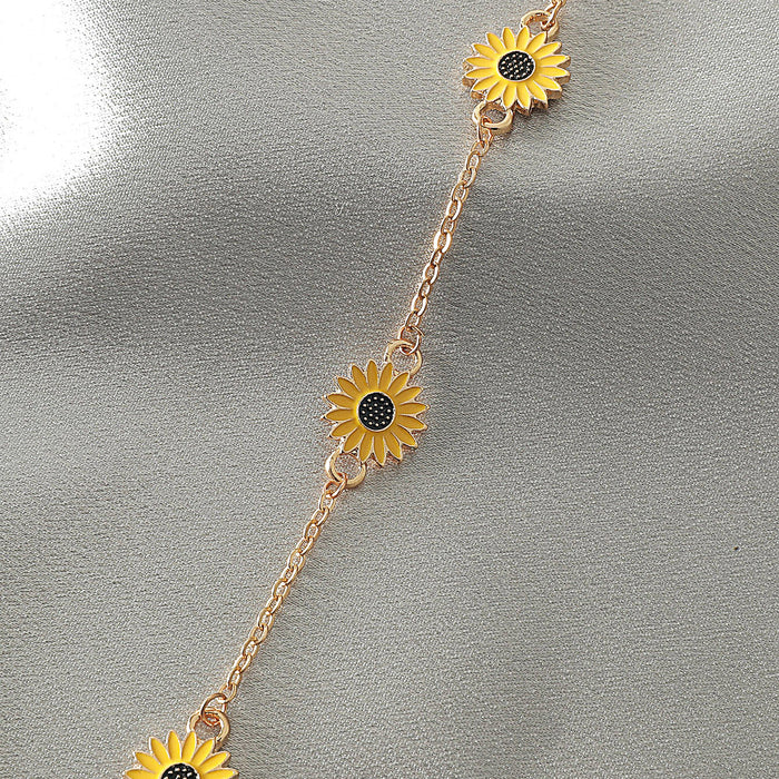 Jewelry WholesaleWholesale Alloy Sunflower Daisy Anklet JDC-AS-D016 Anklet 晴雯 %variant_option1% %variant_option2% %variant_option3%  Factory Price JoyasDeChina Joyas De China