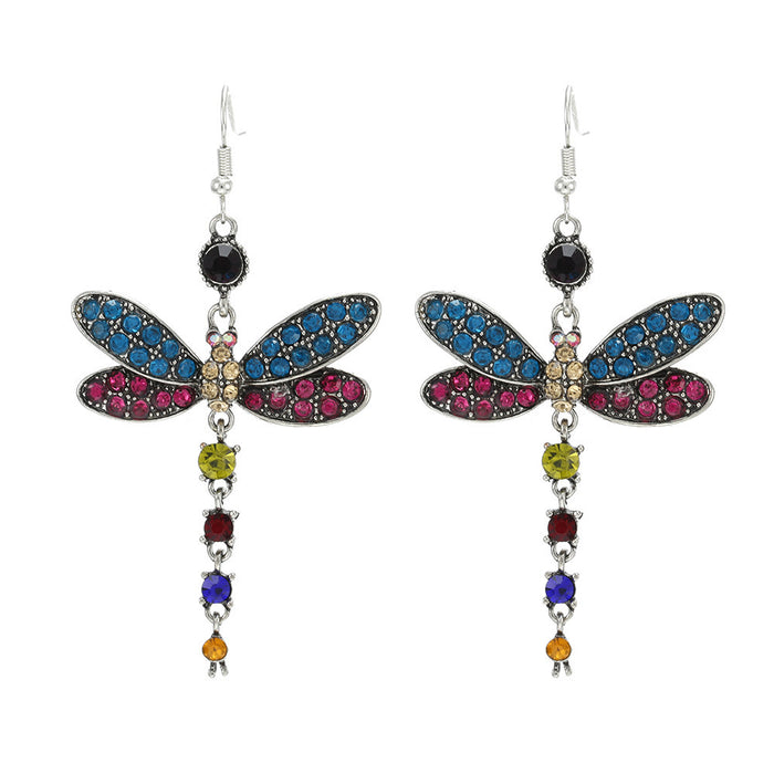 Wholesale Full Diamond Dragonfly Alloy Earrings MOQ≥2 JDC-ES-Kaiwei005