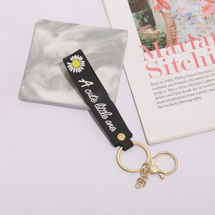 Wholesale Keychain PVC Soft Rubber Chrysanthemum Letters Flower Lanyard MOQ≥10 JDC-KC-ZaoYang004