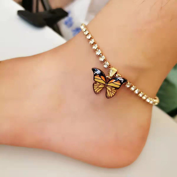 Wholesale rhinestone popular butterfly elements new color butterfly foot chain JDC-AS-HanM001