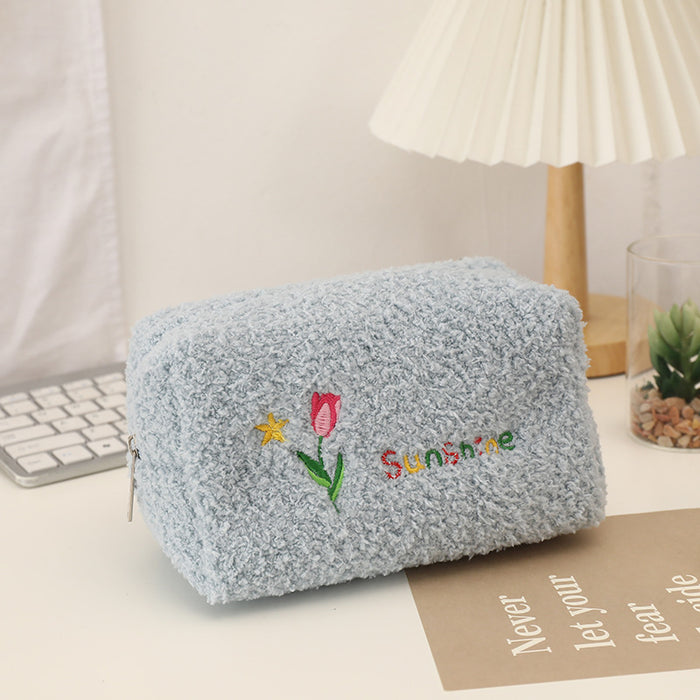 Wholesale Pencil Bags Plush Tulip Cute Large Capacity MOQ≥2 JDC-PB-YUNKE005