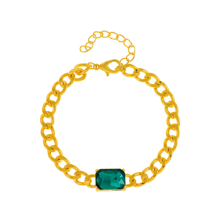 Wholesale Green Square Zircon Alloy Bracelet JDC-BT-D120