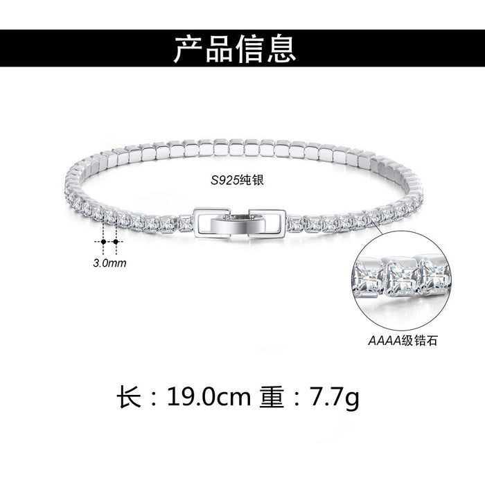 Jewelry WholesaleWholesale S925 Sterling Silver Bracelet inlaid square tennis chain JDC-BT-ShangD004 Bracelet 尚达 %variant_option1% %variant_option2% %variant_option3%  Factory Price JoyasDeChina Joyas De China