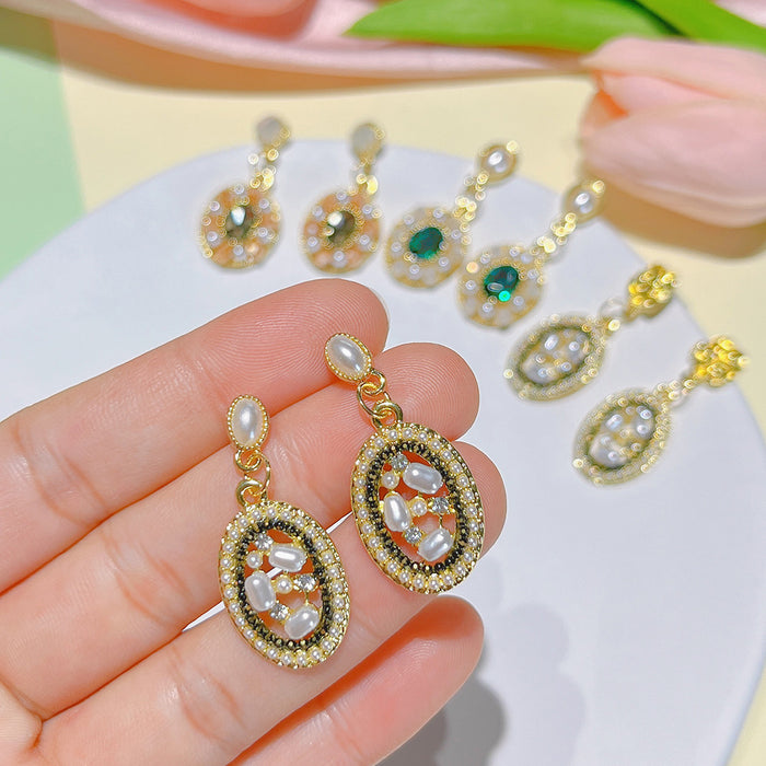 Wholesale Earrings Metal Petite Pearl Rhinestones JDC-ES-PH005