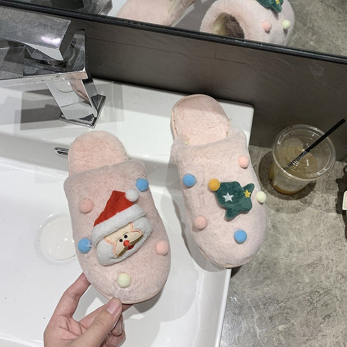 Wholesale slippers autumn and winter cartoon plush slippers women's Christmas series MOQ≥2 JDC-SP-ChengRui003