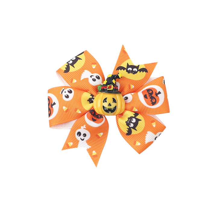 Wholesale Children's Hair Clip Halloween Bat Bow Pumpkin Head JDC-HC-qiun007