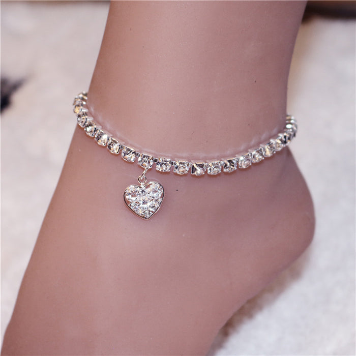 Wholesale Crystal Heart Rhinestone Anklet JDC-AS-JiaZ003