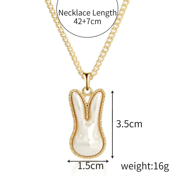 Wholesale Cute Pearl Rabbit Pendant Earrings Set JDC-ES-JiaYi003