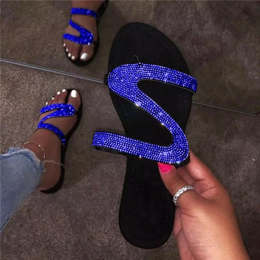 Jewelry WholesaleWholesale Rhinestone Z Shape Summer Flat Open Toe Roman Women Slippers JDC-SD-WeiX001 Sandal 蔚禧 %variant_option1% %variant_option2% %variant_option3%  Factory Price JoyasDeChina Joyas De China