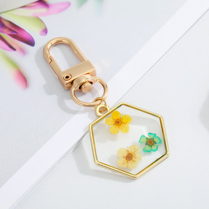 Jewelry WholesaleWholesale Daisy Resin Dried Flowers Keychain MOQ≥3 JDC-KC-Juej002 Keychains 觉际 %variant_option1% %variant_option2% %variant_option3%  Factory Price JoyasDeChina Joyas De China