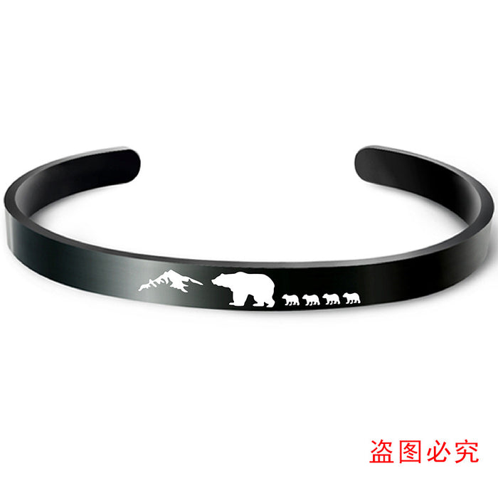 Jewelry WholesaleWholesale black stainless steel bear father's Day gift Bracelet MOQ≥2 JDC-BT-ganggu009 Bracelet 钢古 %variant_option1% %variant_option2% %variant_option3%  Factory Price JoyasDeChina Joyas De China