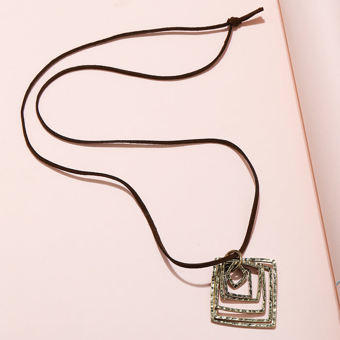 Wholesale Geometric Irregular Square Sweater Chain Necklace JDC-NE-JiuL001