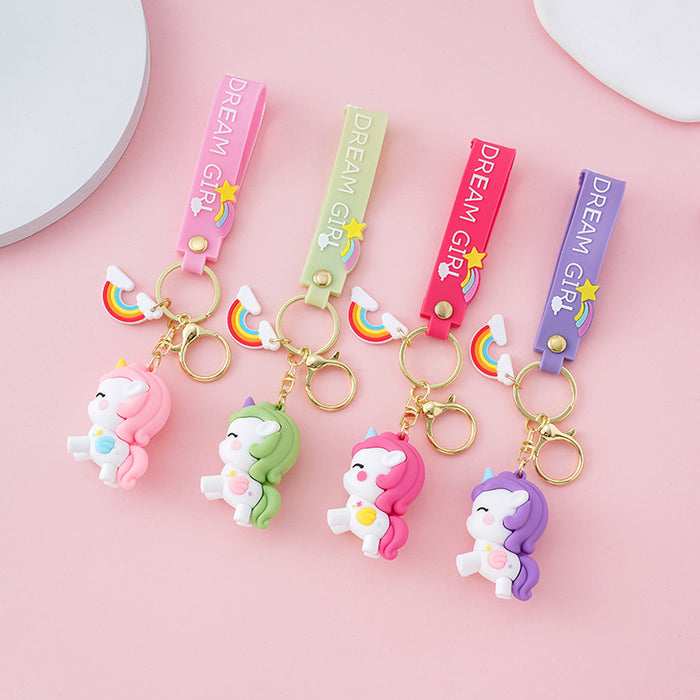 Wholesale Cartoon Rainbow Unicorn Keychain Cute Exquisite Car Keychain JDC-KC-XiangY013