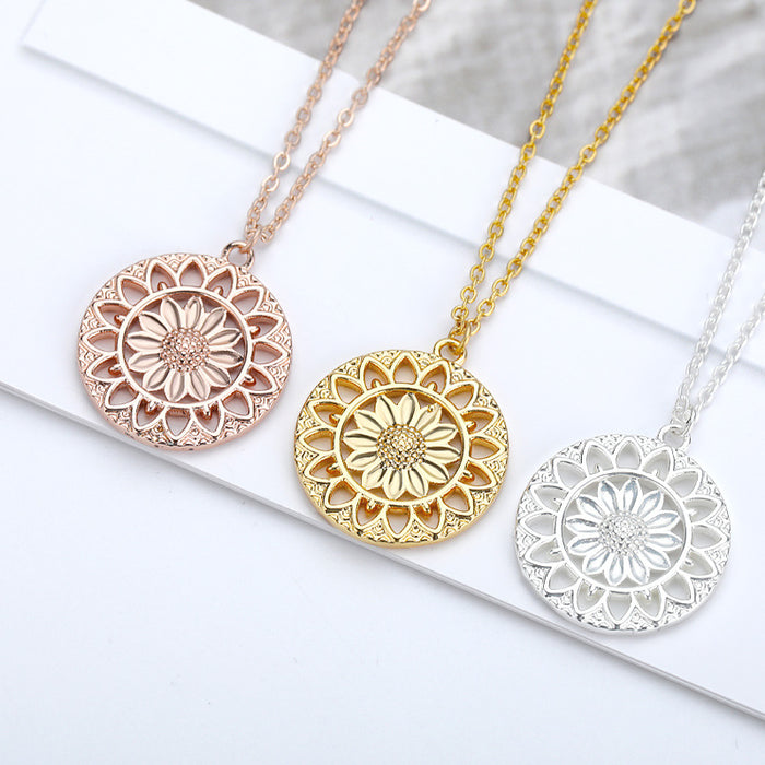 Jewelry WholesaleWholesale Design Hollow Metal Round Sunflower Necklace JDC-NE-MJ010 Necklaces 萌葭 %variant_option1% %variant_option2% %variant_option3%  Factory Price JoyasDeChina Joyas De China