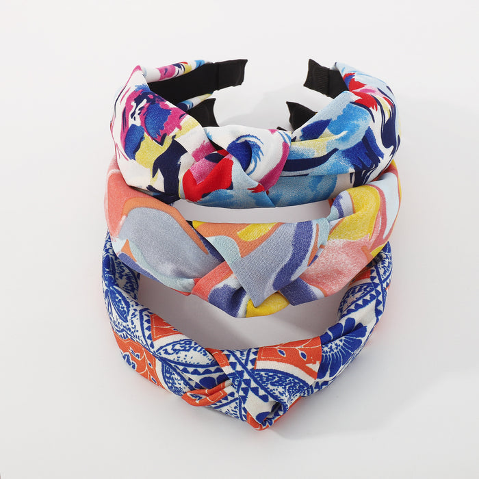 Wholesale Boho Color Print Fabric Headband JDC-HD-Qiandi002