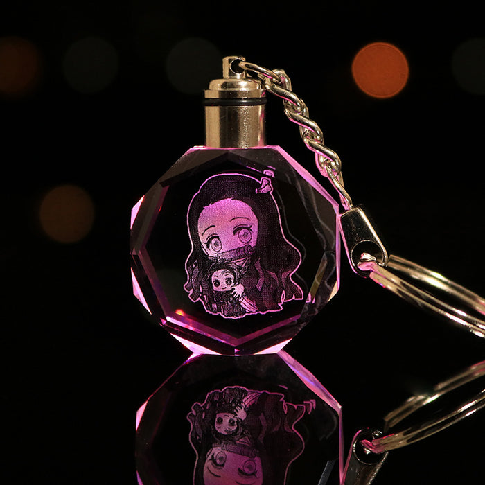 Wholesale Keychains Crystal LED Anime Peripherals Colorful Glow MOQ≥2 JDC-KC-LuoQ001