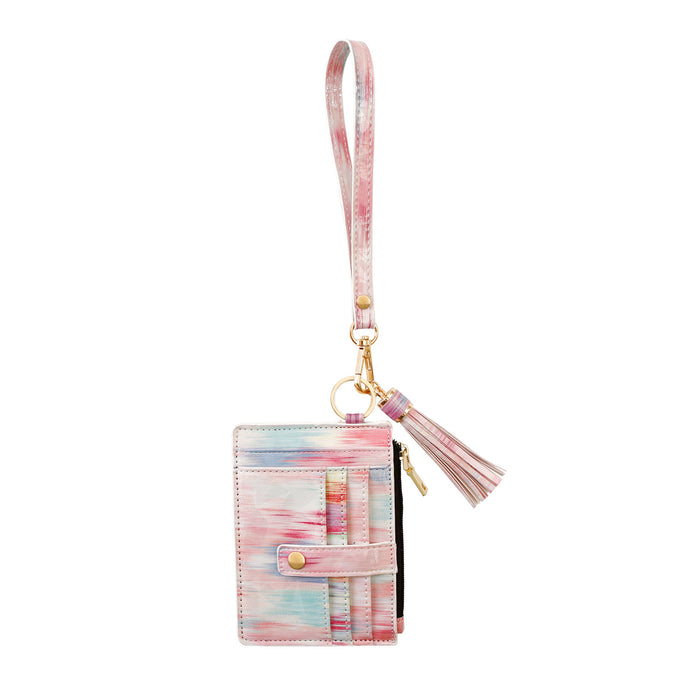 Wholesale keychain pu wrist strap card holder colorful leather coin purse MOQ≥2 JDC-KC-JM045