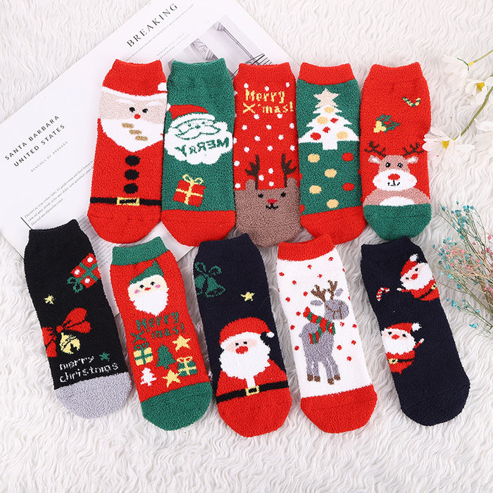 Wholesale Socks Polyester Christmas Cute Cartoon Snow MOQ≥3 JDC-SK-HBen001