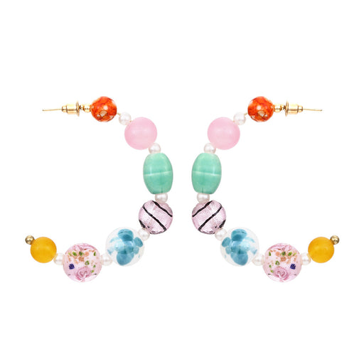 Jewelry WholesaleWholesale bohemian beaded C-shaped confectionery color glazed bead earrings JDC-ES-MY247 Earrings 曼茵 %variant_option1% %variant_option2% %variant_option3%  Factory Price JoyasDeChina Joyas De China