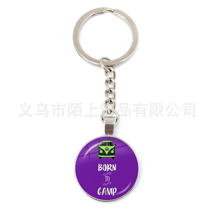 Wholesale Peace Sign Time Gemstone Glass Zinc Alloy Keychain JDC-KC-MoS002