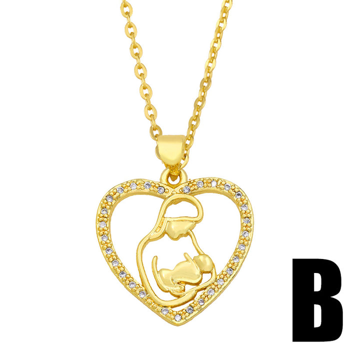 Jewelry WholesaleWholesale love zircon heart shaped Mother's Day necklace JDC-NE-AOS006 Necklaces 翱昇 %variant_option1% %variant_option2% %variant_option3%  Factory Price JoyasDeChina Joyas De China