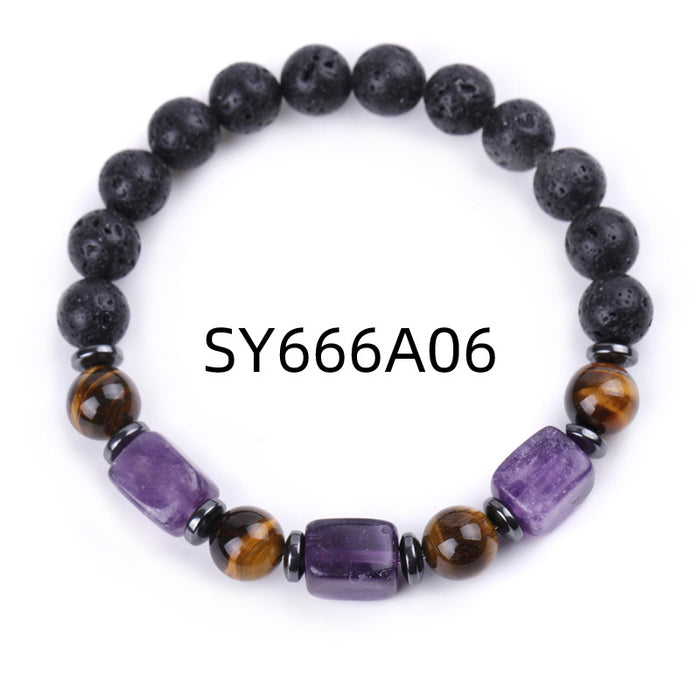 Wholesale Volcanic Stone Bracelet Square Agate Tiger Eye Beads MOQ≥2 JDC-BT-XIUHAO003