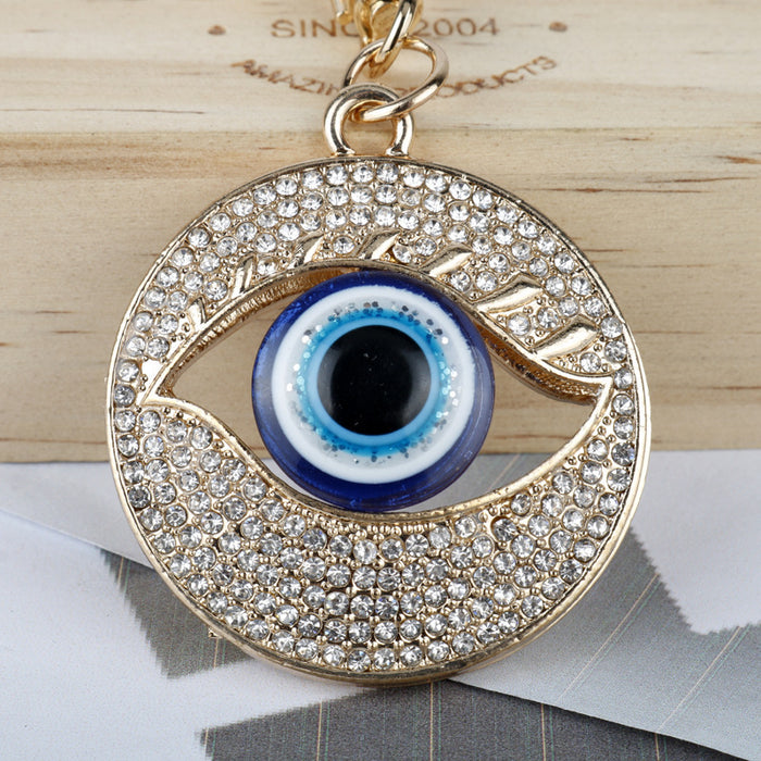 Wholesale Keychains For Backpacks Devil's Eye Round Big Eye Alloy Diamond Keychain JDC-KC-AWen016