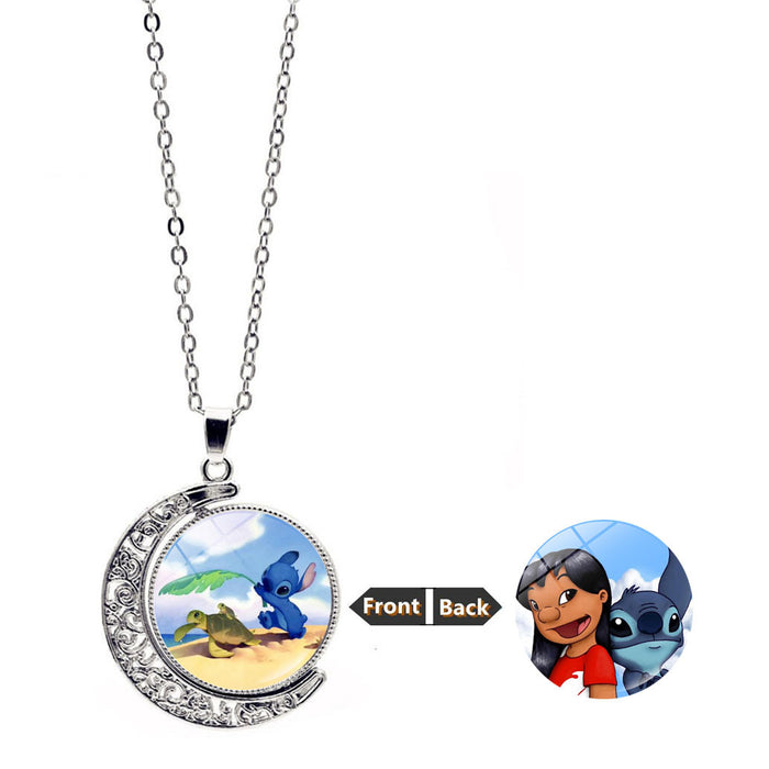 Wholesale Necklace Women's Versatile Explosive Double Sided Rotating Moon JDC-NE-JiaYun005