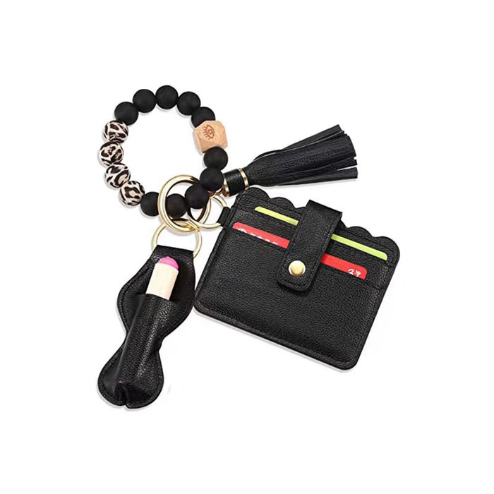 Wholesale Card Holder Tassel Bracelet Silicone Keychain JDC-KC-BaS001