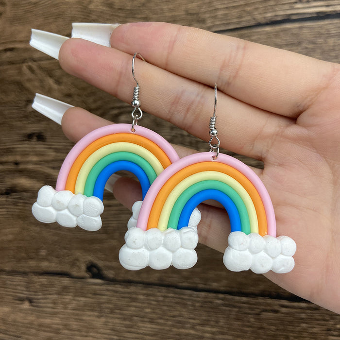 Wholesale Earrings Soft Pottery Cute Rainbow Earrings MOQ≥2 JDC-ES-Yida012