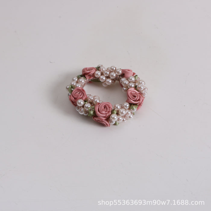 Wholesale ball head flower female head rope hair ring JDC-HS-TengH004